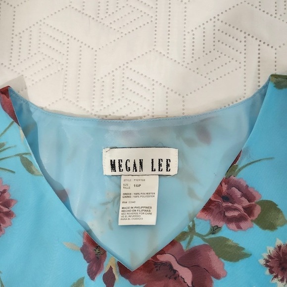 Megan LEE Blue Midi WOMENS 6P Sundress with Flutter Sleeves and V-Neck‎ Lined Co - Picture 11 of 12